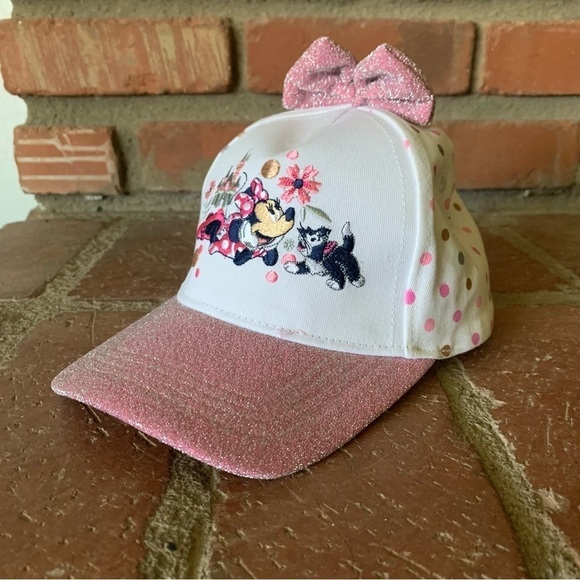 Disney Other - Disney Parks Minnie Mouse & Kitty Pink Sparkle Bow Ball Cap Hat Sz XS/S Toddler